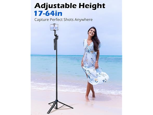 UBeesize 64'' Extendable Selfie Stick Tripod with Light & Remote