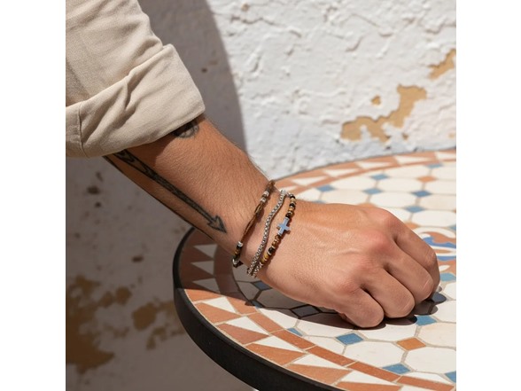 Mens Popcorn Chain & Bracelet w-Cross