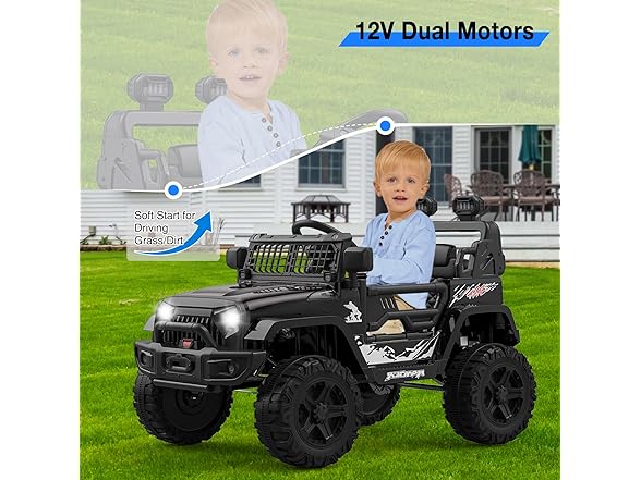 Hipicute 12V Kids Ride On Truck, Black
