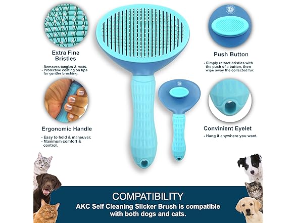 AKC Self-Cleaning Grooming Slicker Brush