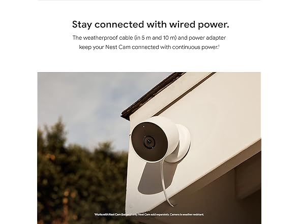(NEW) Google Weatherproof Cable for Nest Cam (Battery Only) - 10m