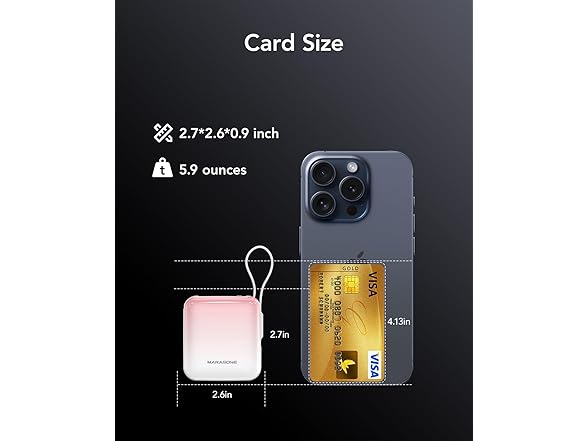 Marasone 10,000mAh 20W Portable Charger w/Built in Cable