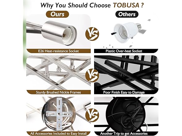 TOBUSA 6-Light Silver Ceiling Light Fixture