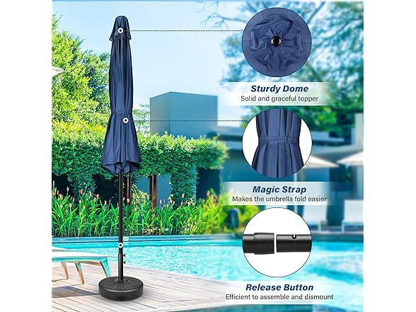 HealSmart 7.5ft Patio Umbrella with Push Button Tilt/Crank Blue