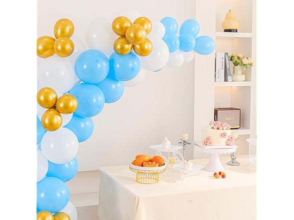 104pcs Baby Blue White Metallic Gold Party Garland