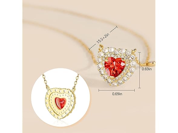 Joyssense Crystal Heart Pendant Necklace