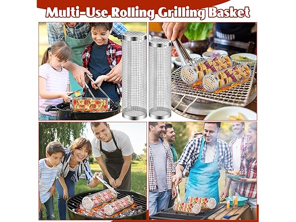 2 Pack BBQ Rolling Grill Baskets