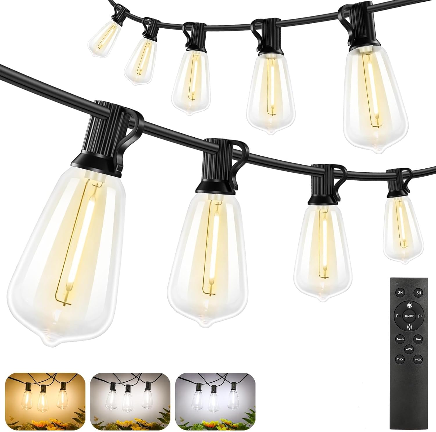 Brightever Outdoor String Lights w/Remote 180Ft - Gallery 8