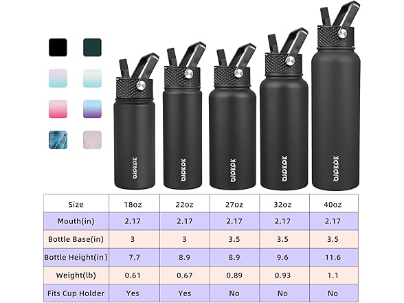 BJPKPK 2 Pack Insulated Water Bottle with Straw Lid