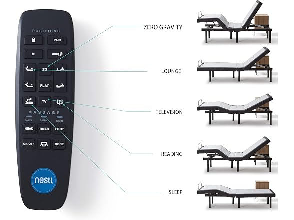 Nestl Adjustable Bed Frame Adjustable Massage Twin XL