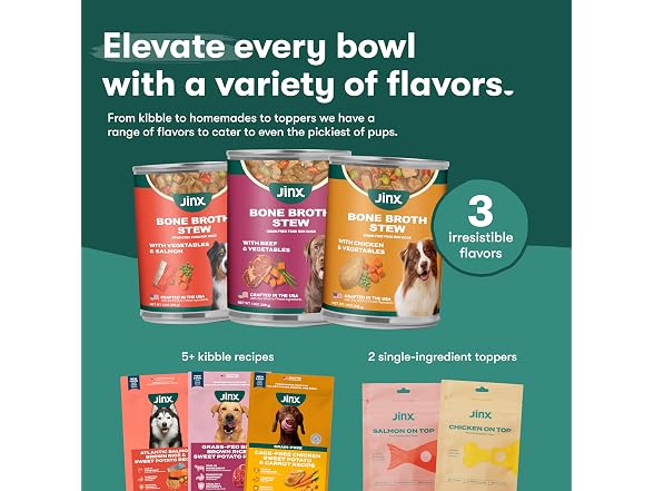 12PK Jinx Bone Broth Stew for Dogs - Salmon & Veggie