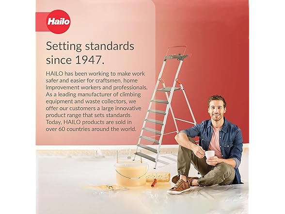 Hailo Folding L100 Step Ladder, Non-Slip, 8 Step