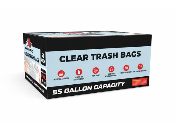 55 Gallon 2 Mil Clear Trash Bags