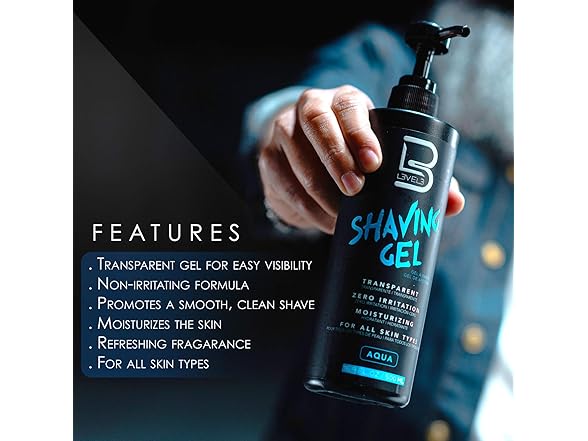 (3 Pack) Level 3 Transparent Shaving Gel, Aqua, 16.9 oz