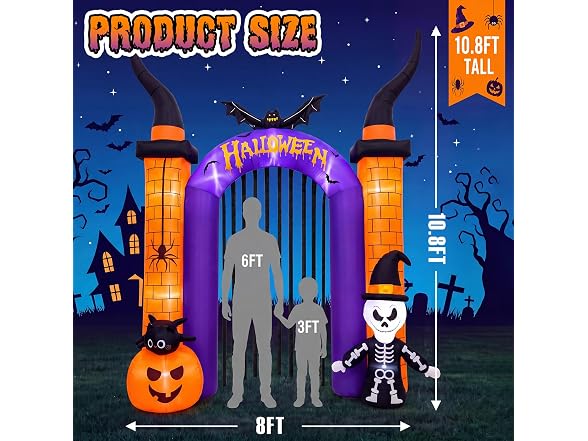 10.8FT Halloween Inflatable Arch Skull