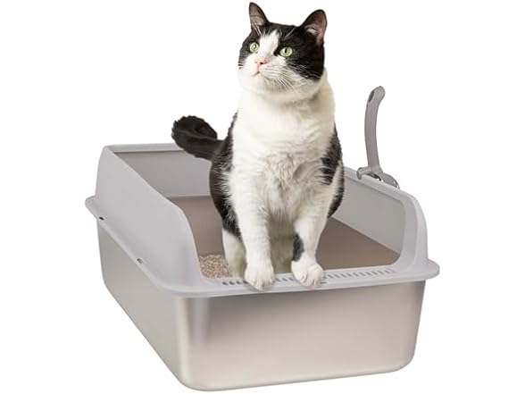 Stainless Steel Cat Litter Box with Lid - Large Litter Box