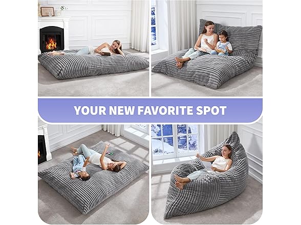 3 in 1 Bean Bag Chair Grey