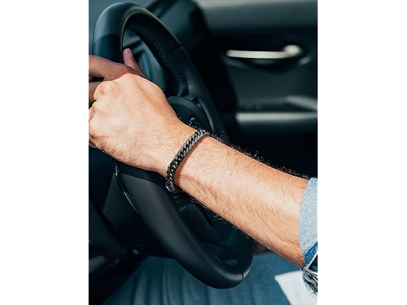 Black Steel Curb Chain Bracelet