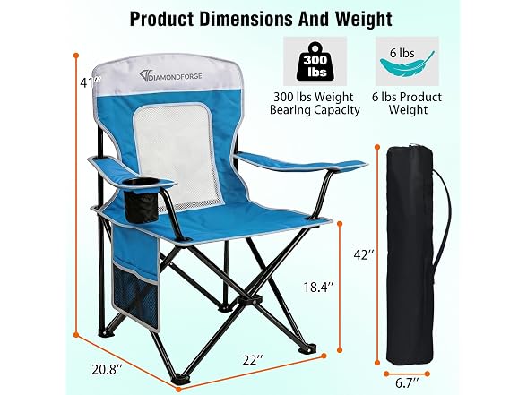 DiamondForge 2-Pack Mesh Lawn Chairs 300 LBS