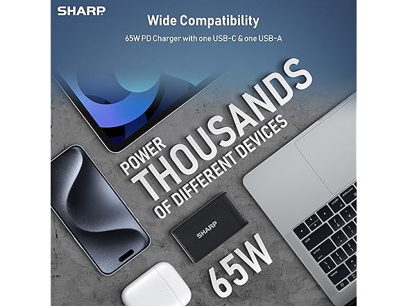 Sharp 65W 2-Port USB-C GaN Charger