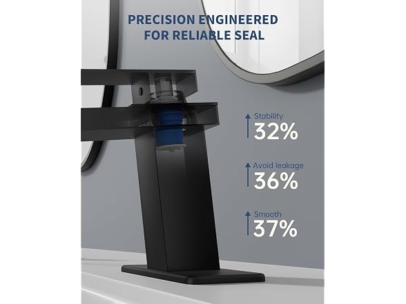 BATHLAVISH Matte Black Waterfall Bathroom Faucet