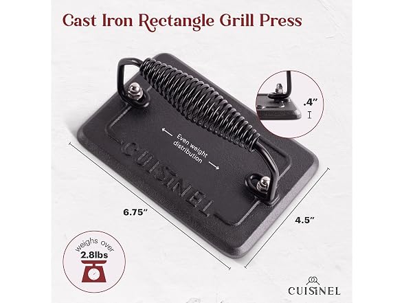 Cuisinel Cast Iron Griddle w/ Burger Press