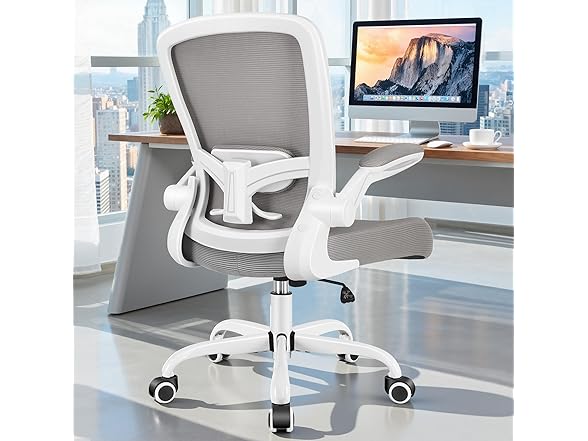 FelixKing Office Chair, Ergonomic Desk Chair Breathable Mesh Chairs Adjustable High Back Lumbar Support Flip-up Armrests, Executive Rolling Swivel Comfy Computer Chairs Home Office Gray (Open Box)