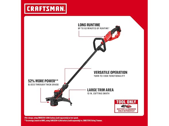CRAFTSMAN CMCST901B V20 2 in 1 String Trimmer 13in