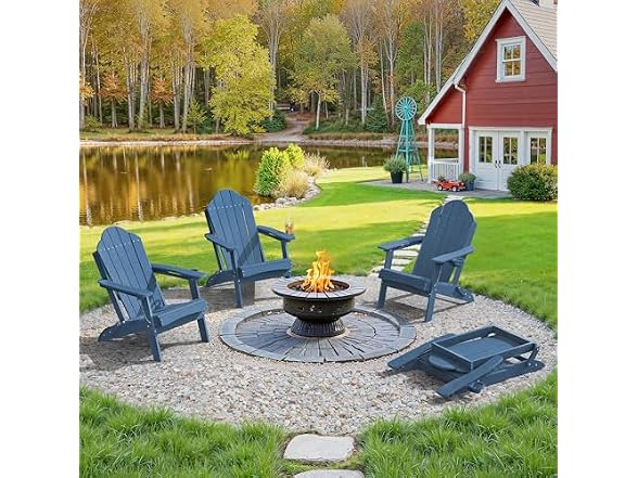 LUE BONA Set of 2 Blue Adirondack Chairs