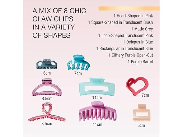Scunci by Conair 8 piece claw clips set
