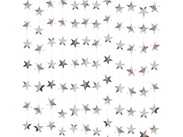 Silver Star Garland Banner Decorations