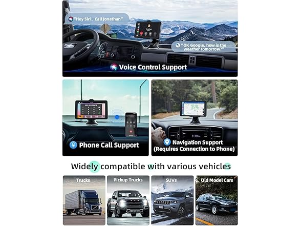 7" Portable CarPlay Screen w/ Bluetooth