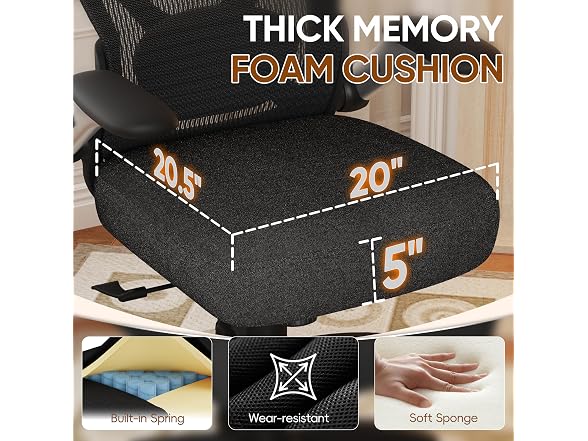 Ergonomic Office Chair with Headrest, Black
