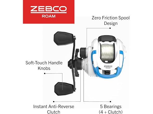 Zebco Roam Baitcast Reel and Fishing Rod Combo