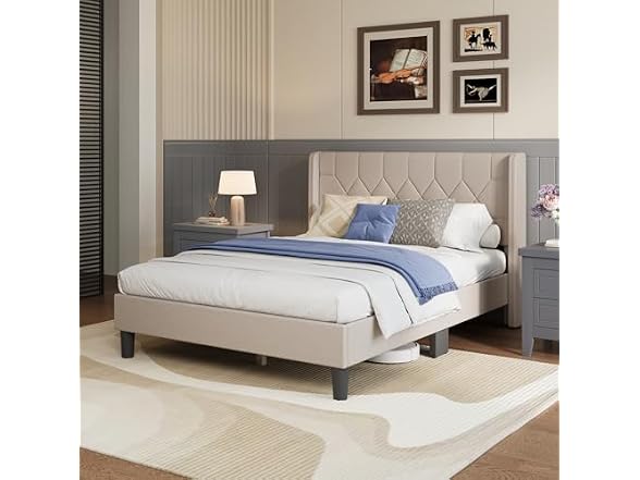 Avenco Full Size Bed Frame, Upholstered