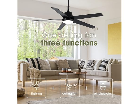Vaczon VCZ001BK 52in Ceiling Fan