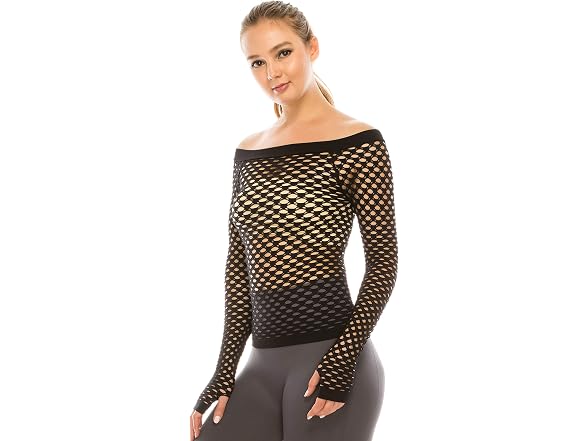 Kurve Women (X-Small-Medium) Stretchy Fishnet Top