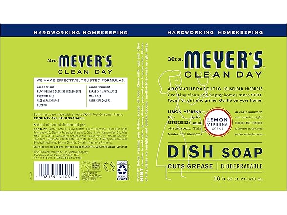 Mrs. MEYER'S Mrs Meyers Lemon Dish Soap, 96oz