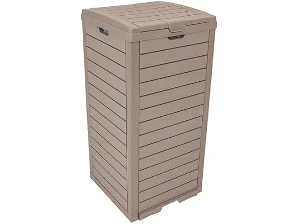 Sunnydaze 39-Gallon Patio Trash Can with Lid, Light Grey