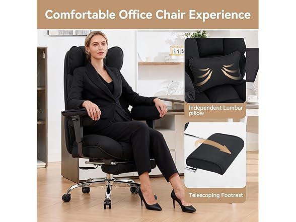Efomao Big and Tall Office Chair with Footrest