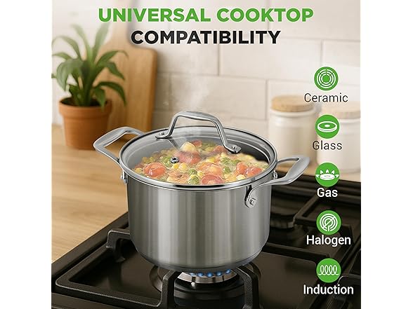 NutriChef 3-Quart Stainless Steel Soup Pot