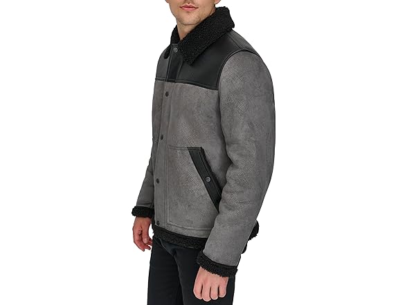 Levis Mens Mixed Media Faux Shearling Jacket (XXL)