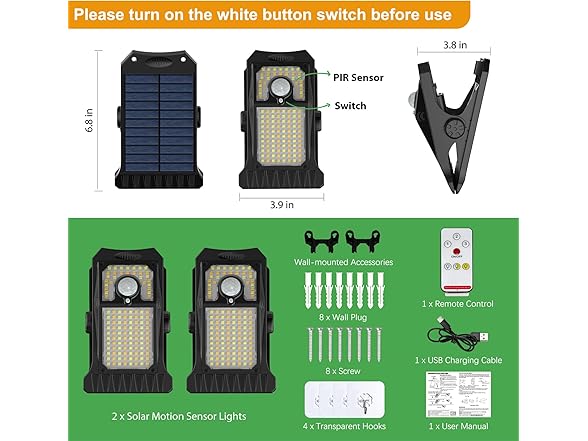 HAKOL Solar Motion Sensor Lights (2 Pack)