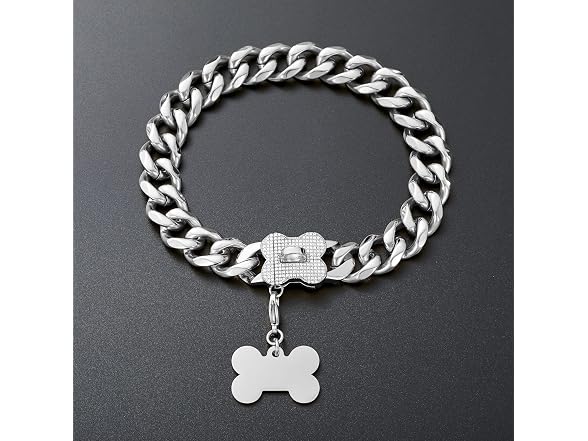 Silver Dog Chain Collars for Medium Large Do