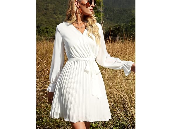 BBX Lephsnt Women (L) Lantern Sleeve V Neck Dress
