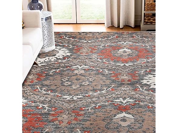 Superior 5'x8' Vintage Floral Damask In Rust