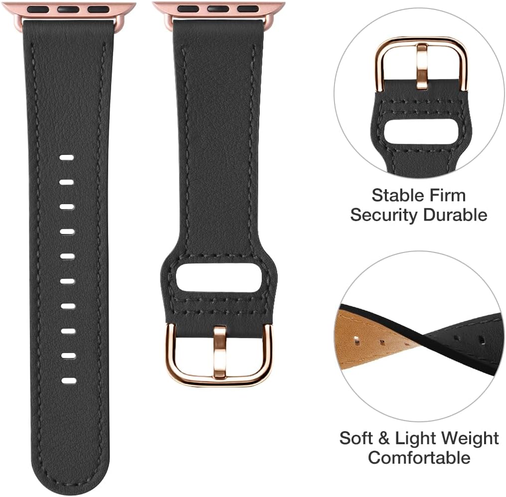 2 PK Leather Strap Band for Apple Watch - Gallery 6