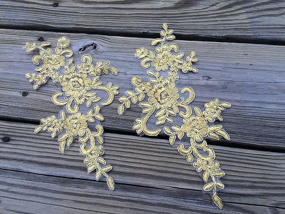 One Pair Lace Appliques, Embroidered