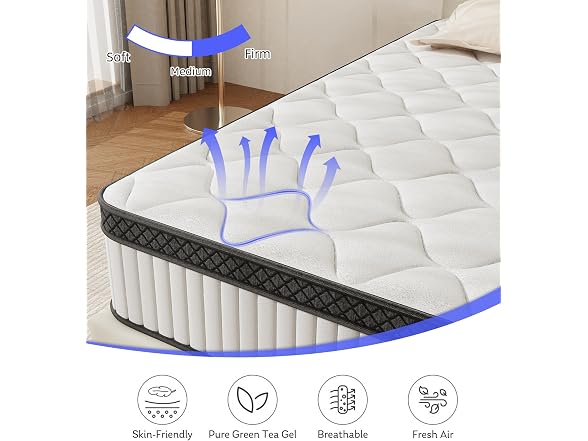 PHYAIR Twin Gel Memory Foam Mattress 10"