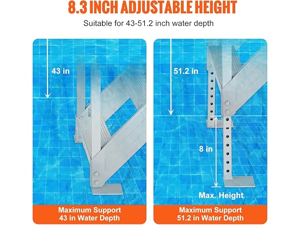 Dock Ladder, 43''-51'' Adjustable Height, 500